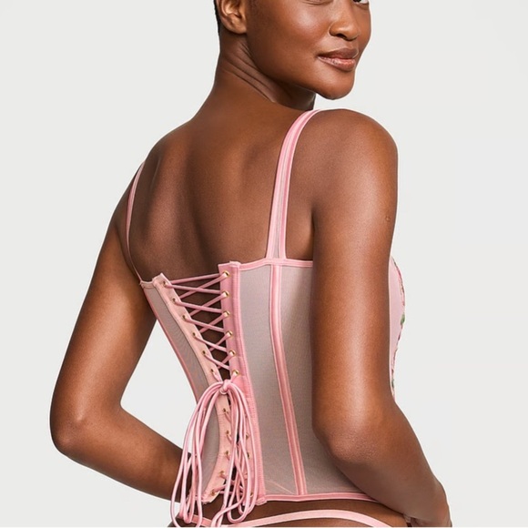 New! Victorias Secret Classic Lily Embroidery Corset top pink 20025 - Picture 4 of 13